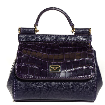 Dolce & Gabbana Crocodile Stamped Micro Miss Sicily Satchel Purple 1 of 7