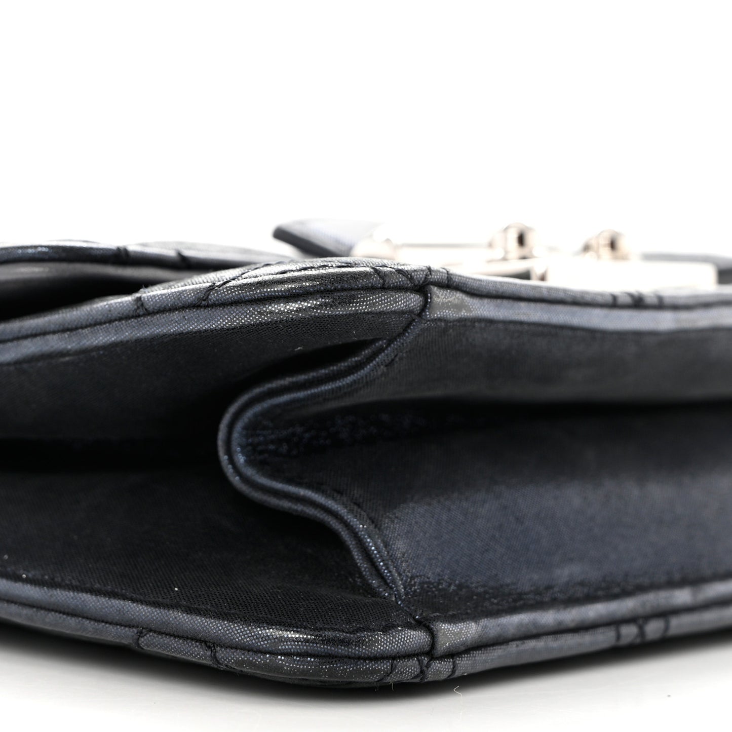 Metallic Calfskin Cannage Miss Dior Promenade Pouch Black