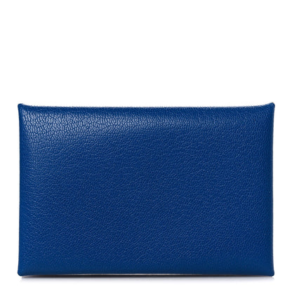 Hermes Chevre Mysore Calvi Card Case Bleu Royal 1 of 8