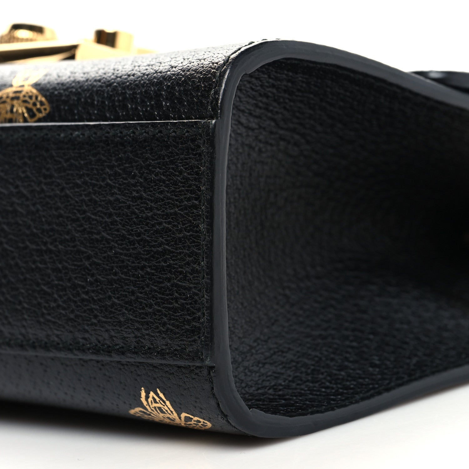 Gucci Grained Calfskin Bee Star Small Padlock Shoulder Bag Black 11 of 12
