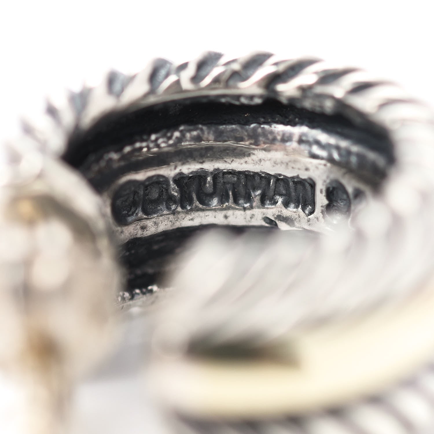 David Yurman Sterling Silver 14K Yellow Gold 16mm Cable Classics Hoop Earrings 4 of 6