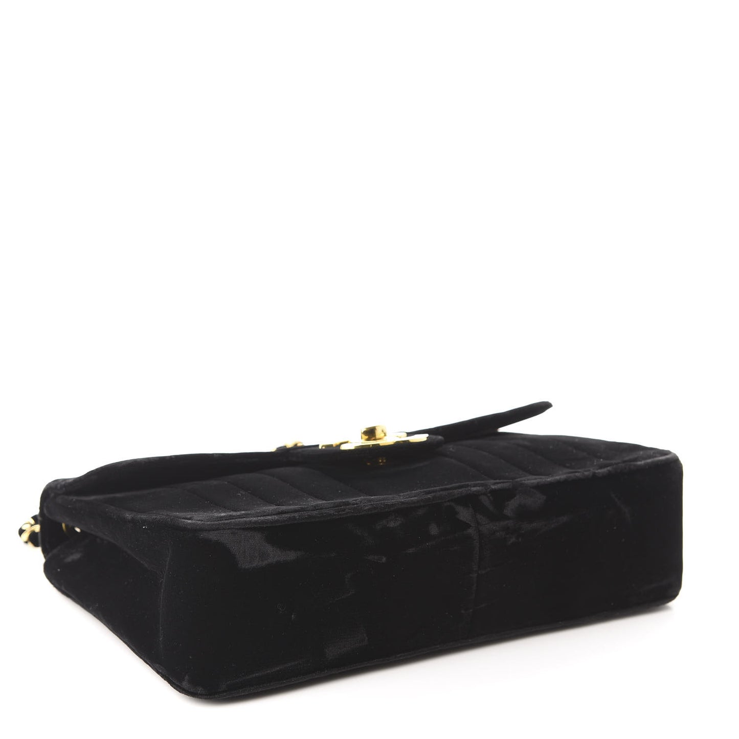 Velvet Vertical Quilted Jumbo Single Flap Black