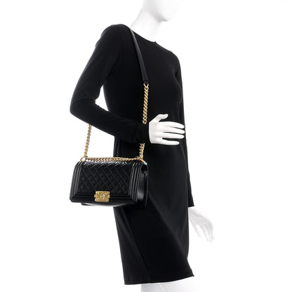 Chanel Lambskin Quilted Medium Boy Flap Black 2 of 8