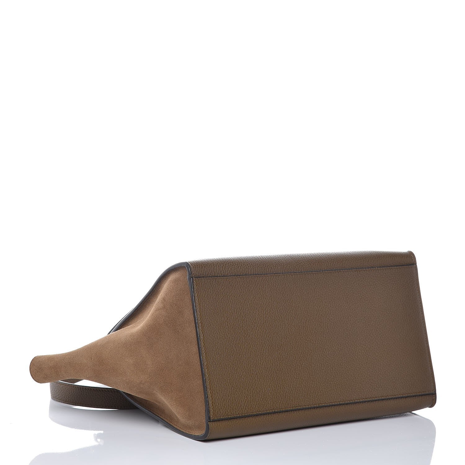 Celine Drummed Calfskin Suede Small Trapeze Moss Green 4 of 6