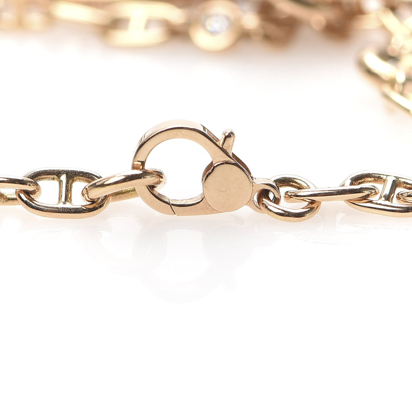 18K Rose Gold Pave Diamond MM Chaine d'Ancre Punk Bracelet SH