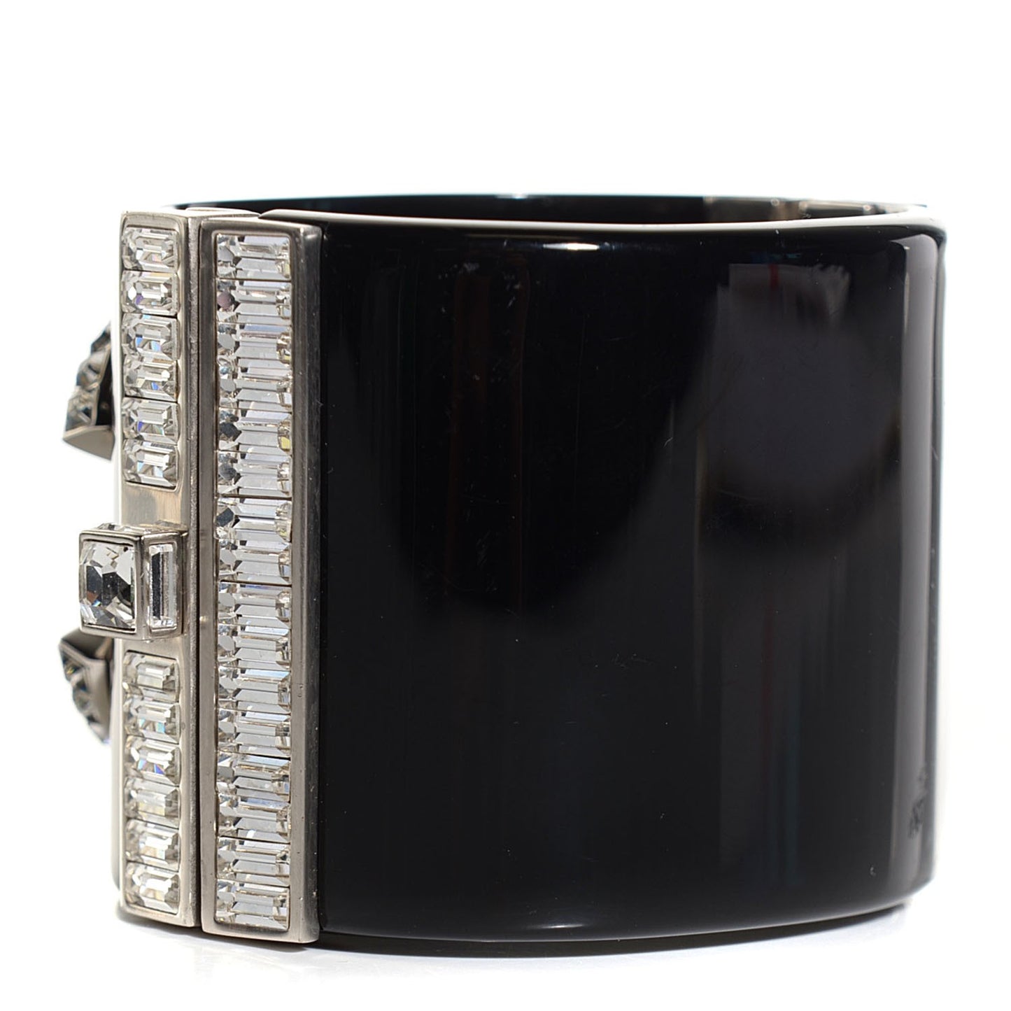 Resin Crystal Baguette CC Wide Cuff Black