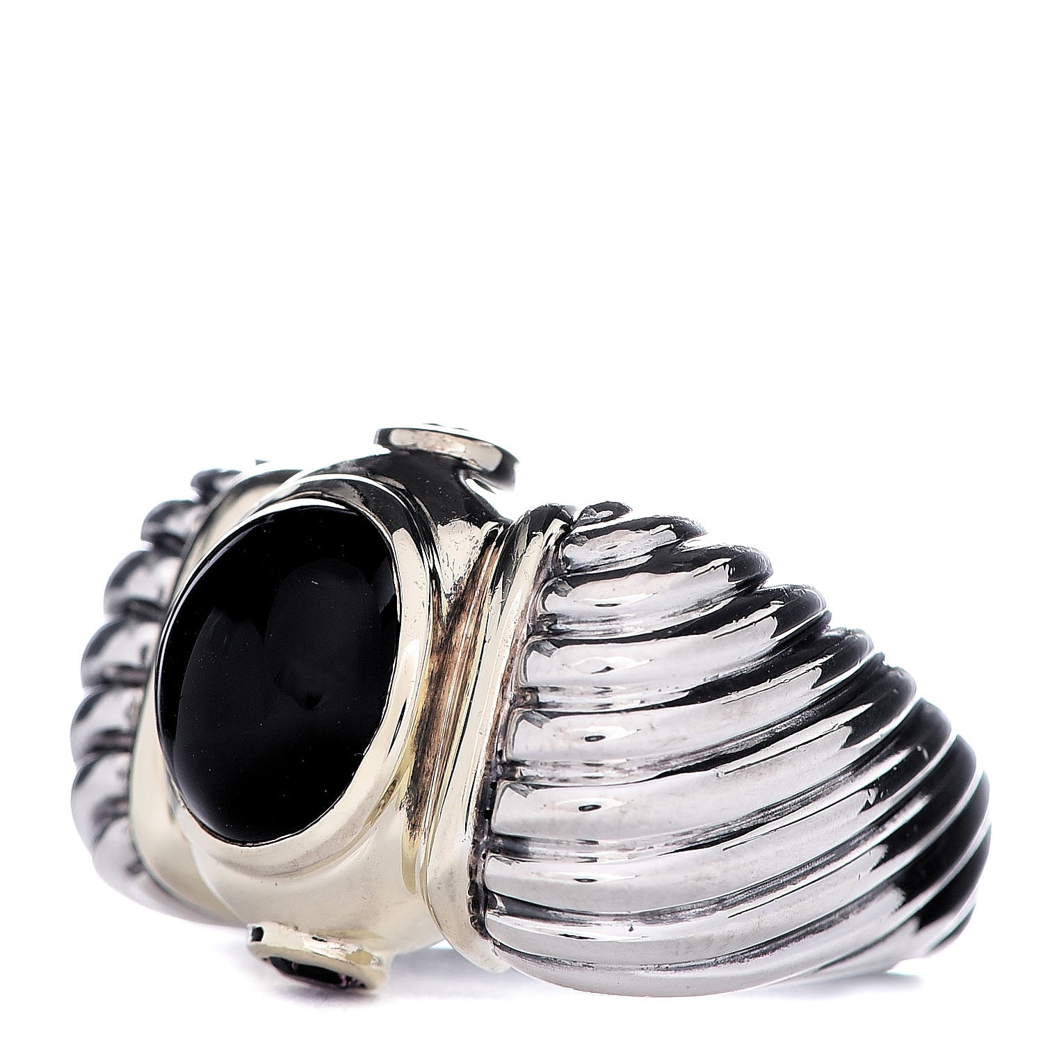 David Yurman Sterling Silver 14K Yellow Gold Black Onyx Pink Sapphire Renaissance Ring 53 6.5 3 of 9