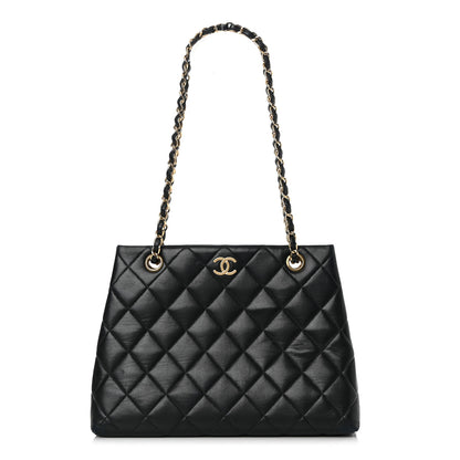 Chanel Lambskin Quilted Shopping Tote Black 1 of 16