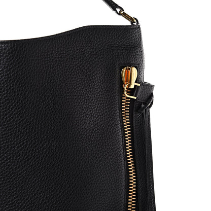 Tom Ford Pebbled Calfskin Small Alix Padlock Zip Hobo Bag Black 7 of 10
