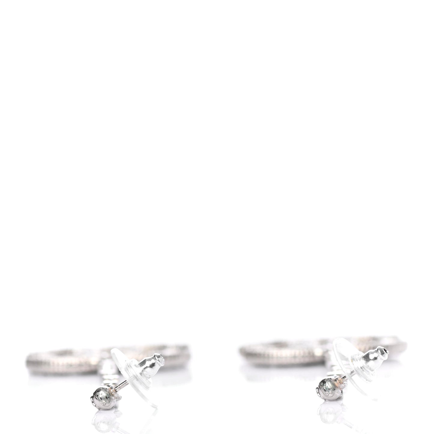 Pearl Crystal CC Tweed Drop Earrings Silver Blue Black