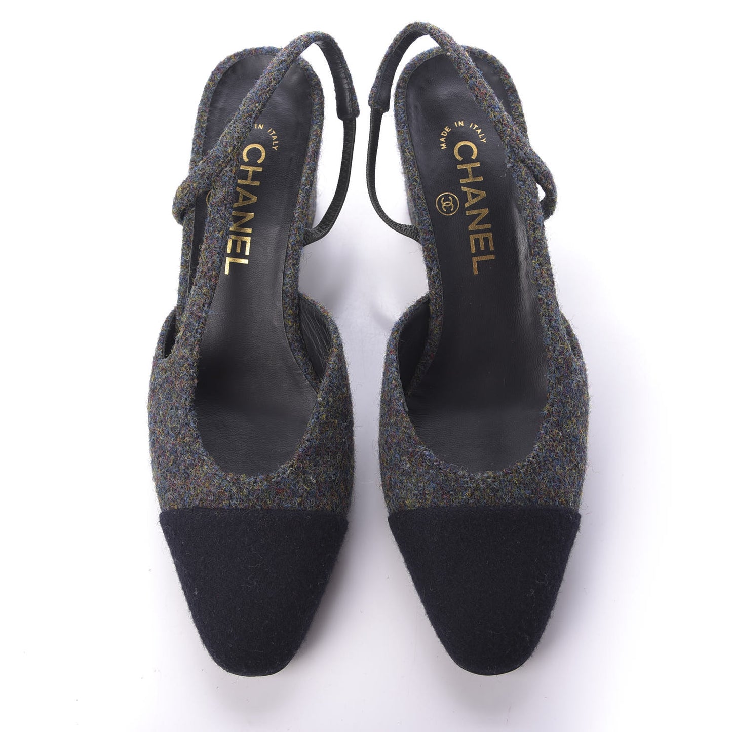 Wool Cap Toe CC Slingback Pumps 38 Black Dark Grey