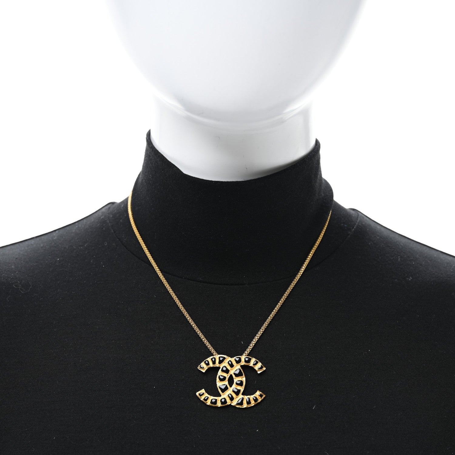 Chanel Resin Along The Nile CC Pendant Necklace Gold Black 2 of 4