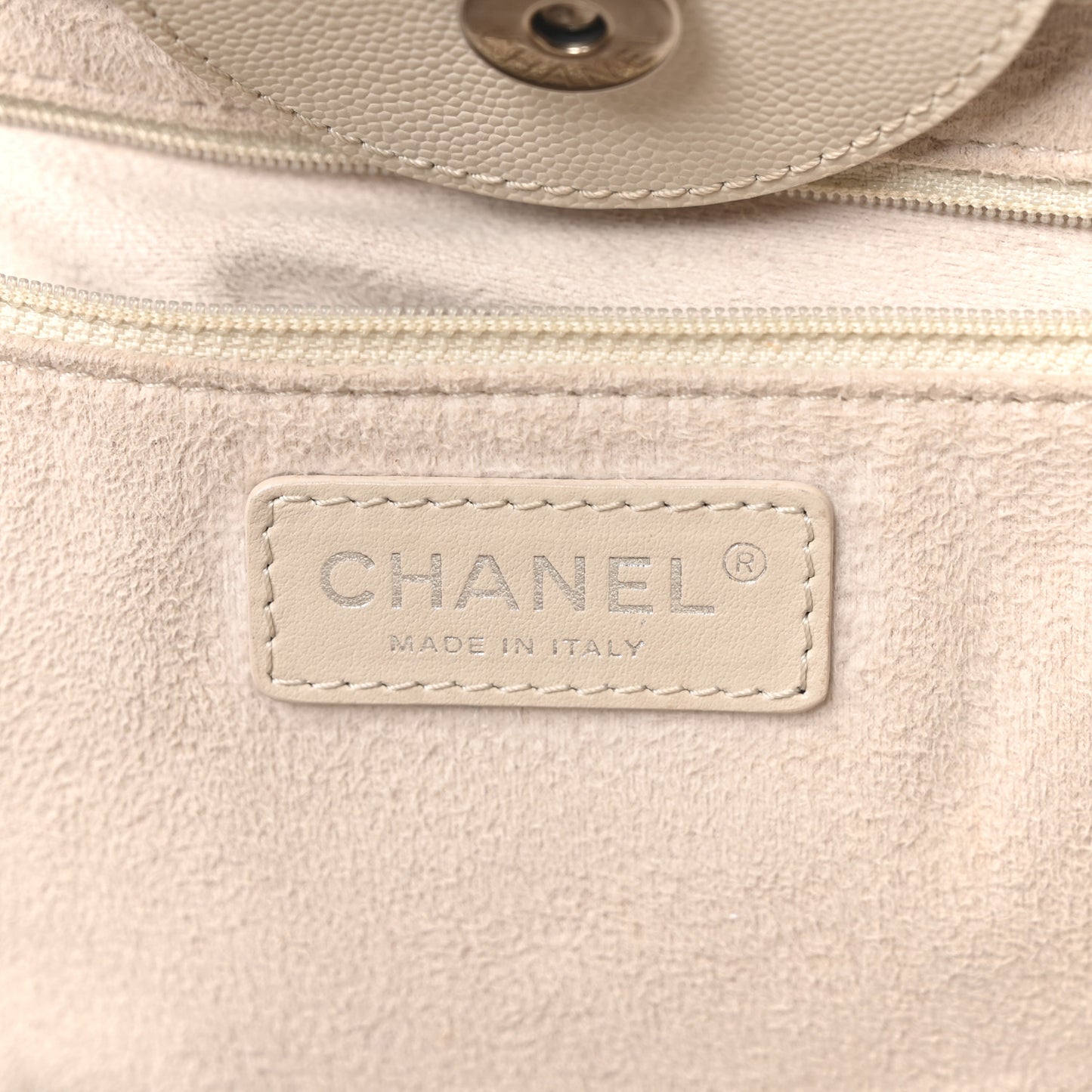 Caviar Medium Studded Deauville Tote Ivory