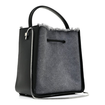 3.1 Phillip Lim Denim Calfskin Small Soleil Bucket Bag Blue Black 4 of 14