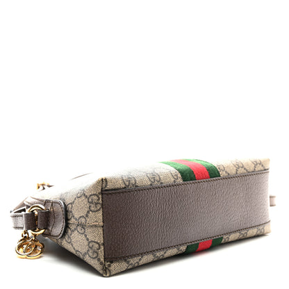 Gucci GG Supreme Monogram Textured Dollar Calfskin Web Small Ophidia Dome Shoulder Bag Beige Ebony New Acero 4 of 11