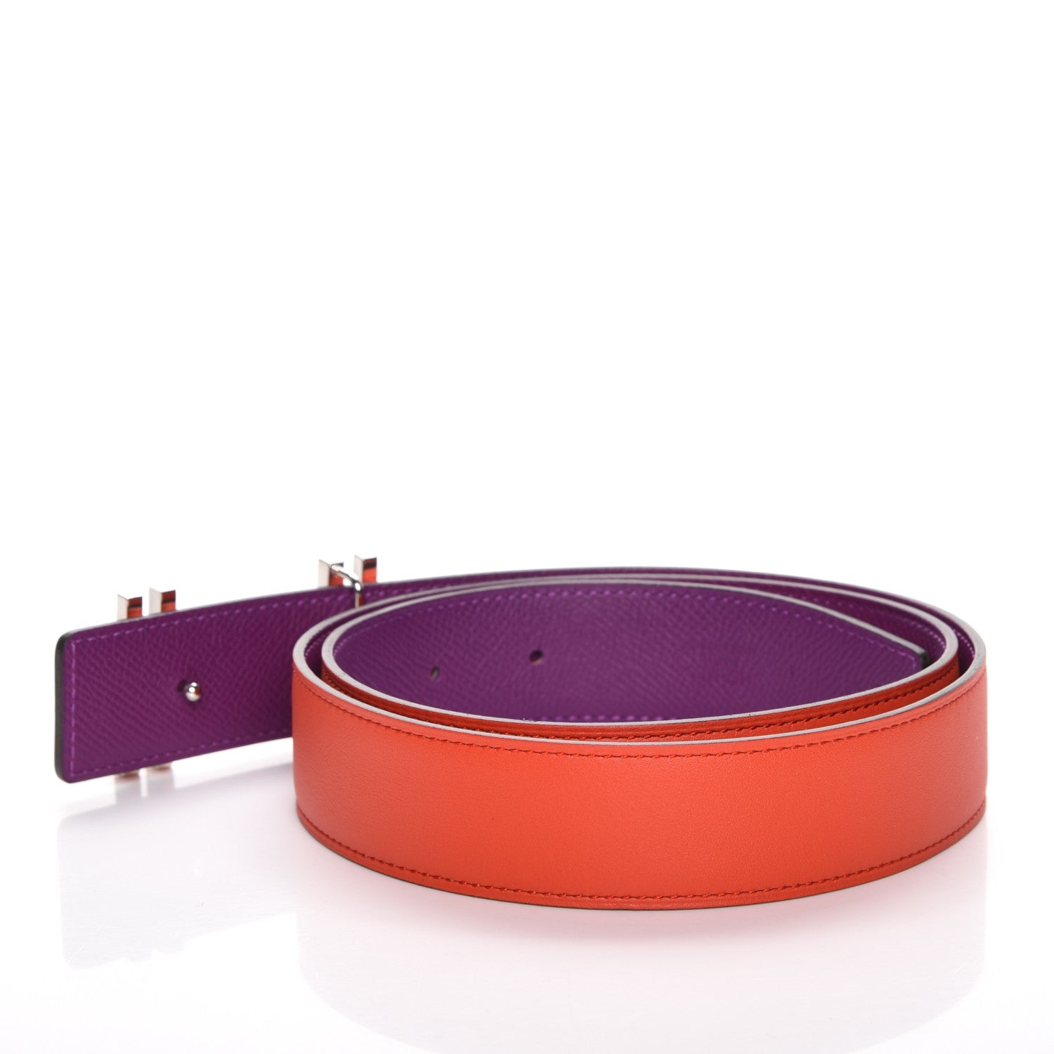 Hermes Swift Epsom 32mm Au Carre H Belt 85 Anemone Capucine 3 of 6