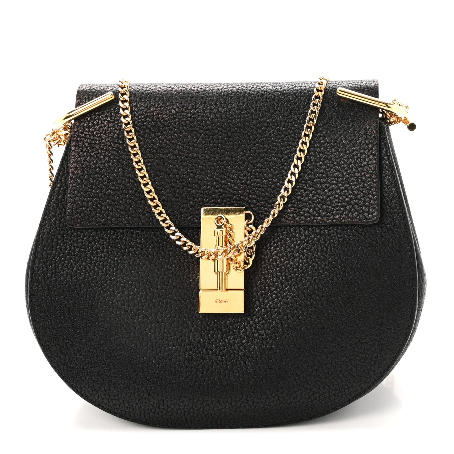 Grained Lambskin Drew Shoulder Bag Black