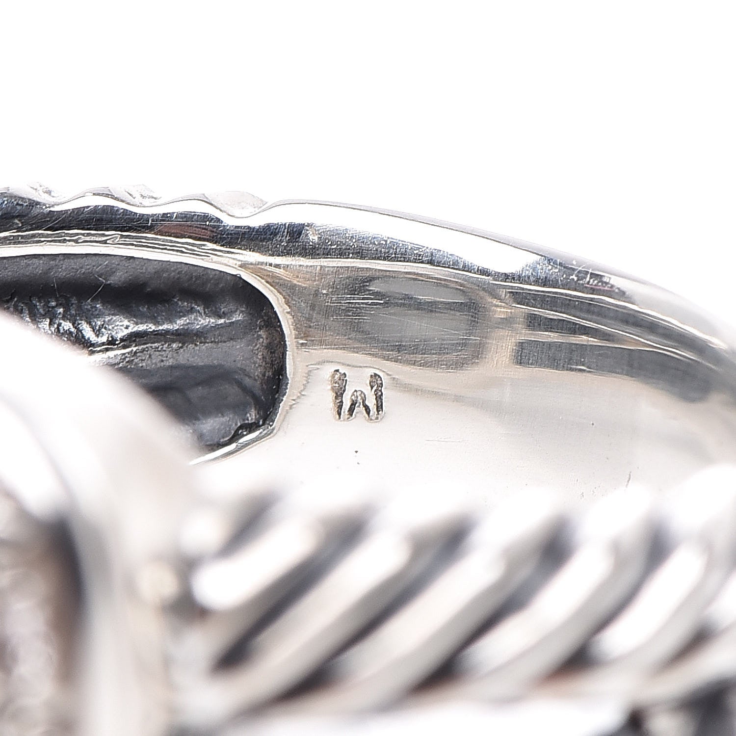 David Yurman Sterling Silver Diamond Hematite 11mm Albion Ring 50 5.5 6 of 6