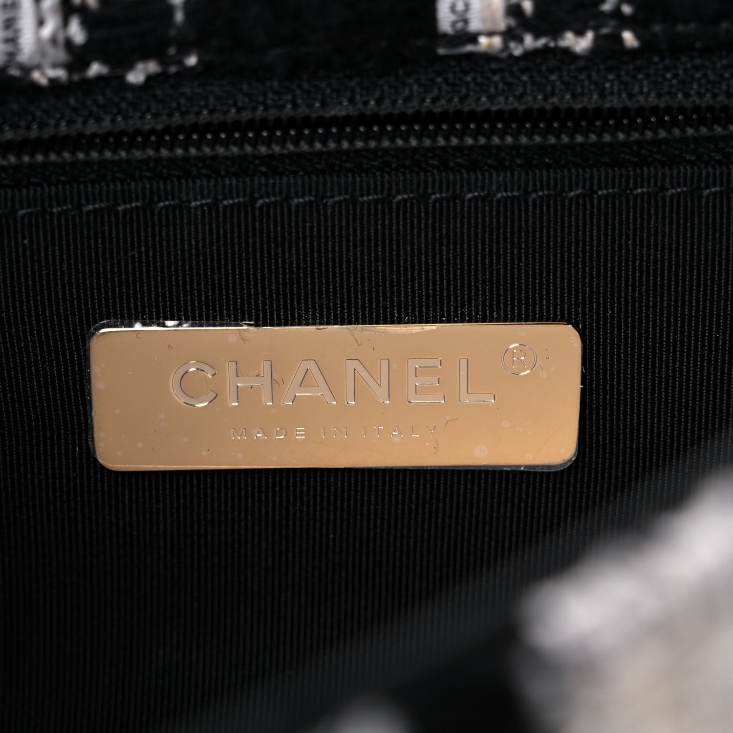 Chanel Tweed Quilted Large Chanel 19 Flap Black Ecru White 8 of 10
