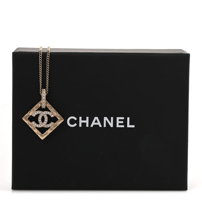 Chanel Baguette Crystal Quilted CC Pendant Necklace Gold 5 of 5