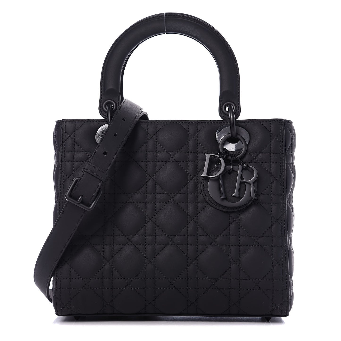Ultra Matte Calfskin Cannage Medium Lady Dior Black