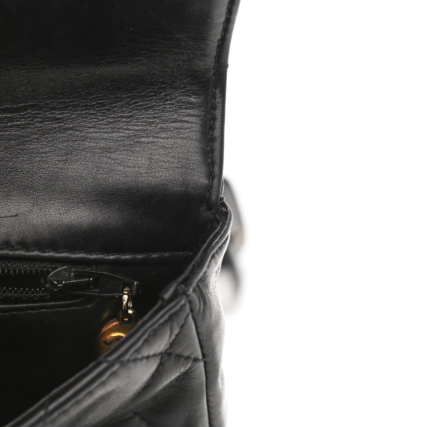 Lambskin Quilted Flap Waist Belt Bag Black