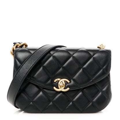 Chanel Lambskin Quilted Chain Messenger Bag Black 1 of 10