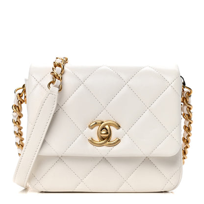 Chanel Lambskin Quilted Mini Side Note Flap White 1 of 5