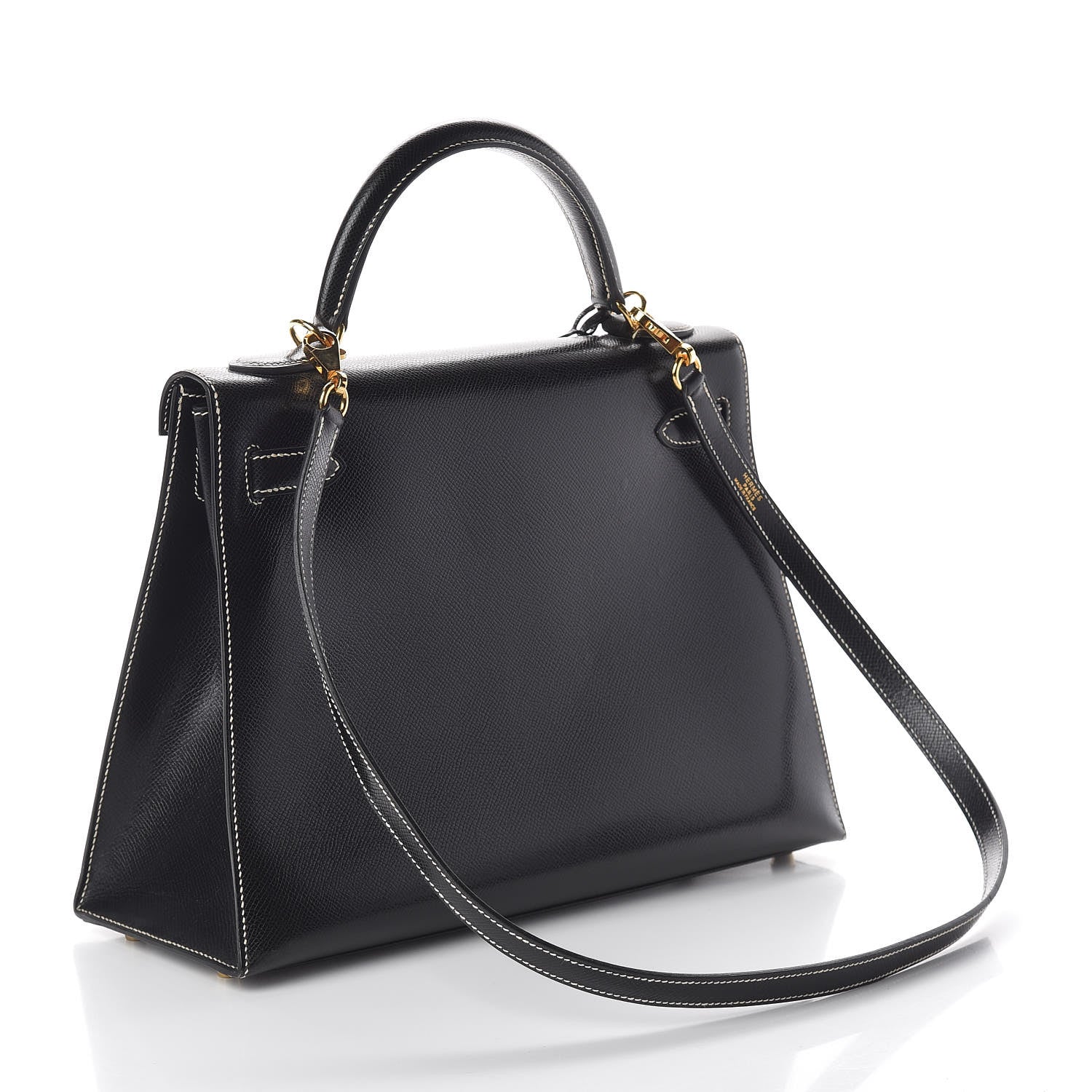 Hermes Veau Grain Lisse Kelly Sellier 32 Black 3 of 33