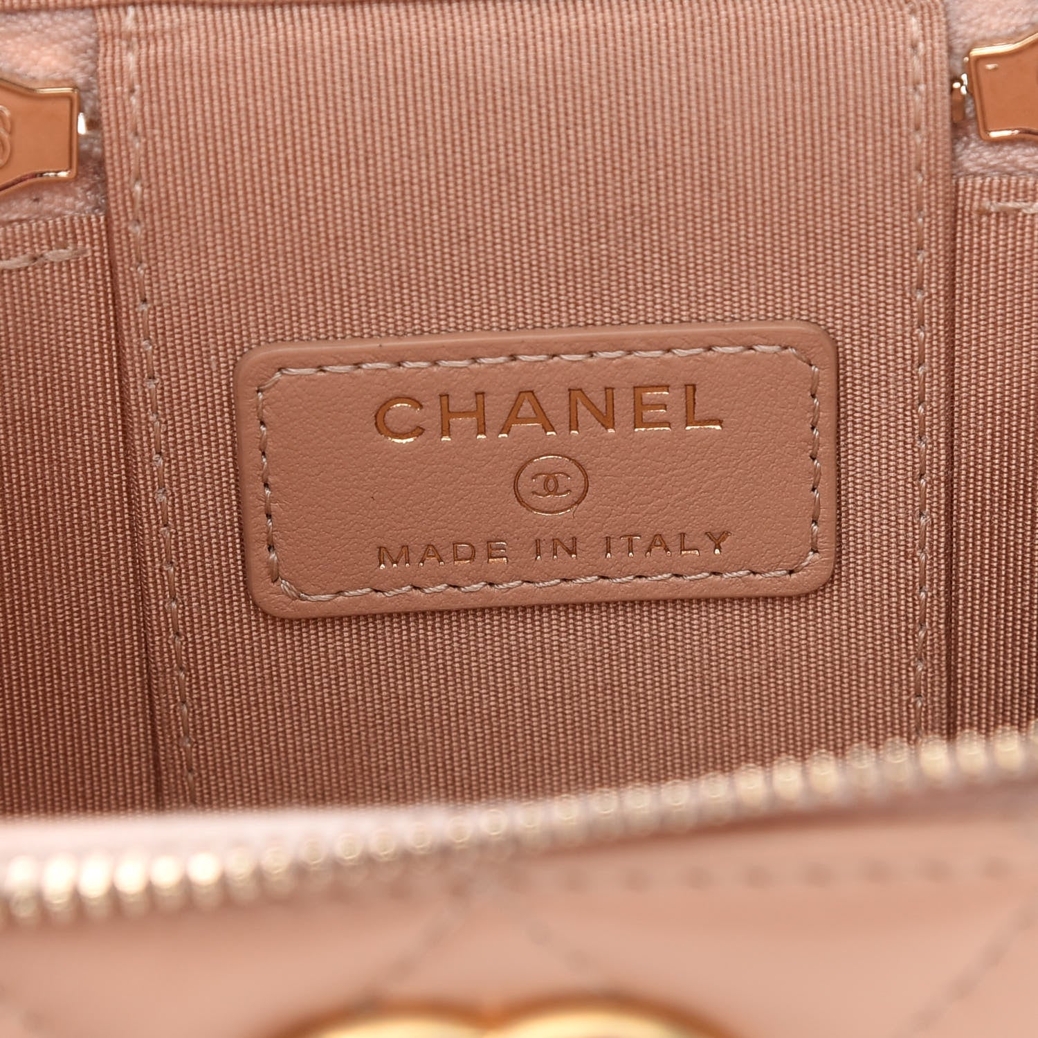 Chanel Calfskin Quilted Mini Perfect Fit Vanity Case With Chain Beige 6 of 9