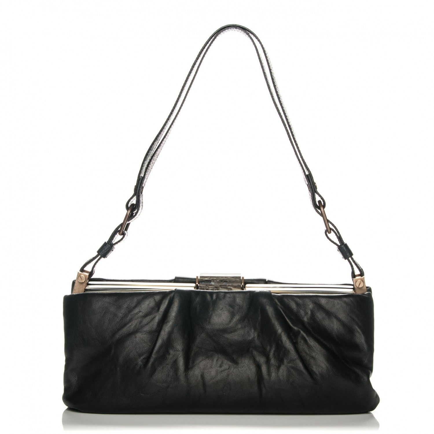Lanvin Lambskin Draped Frame GM Shoulder Bag Black 1 of 7