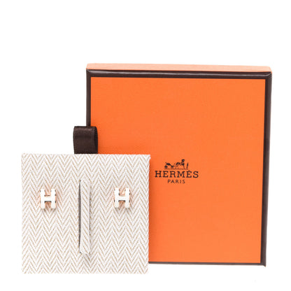 Hermes Rose Gold Lacquered Mini Pop H Earrings White 6 of 6