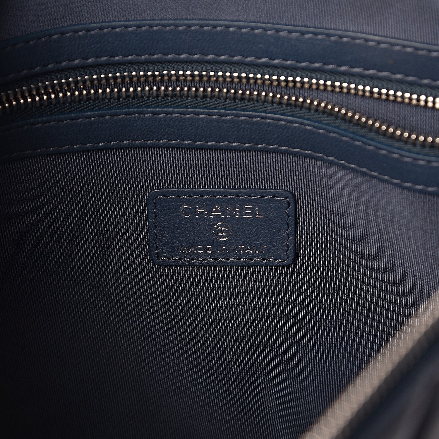 Chanel Lambskin Quilted Medium Cosmetic Case Dark Blue 6 of 8