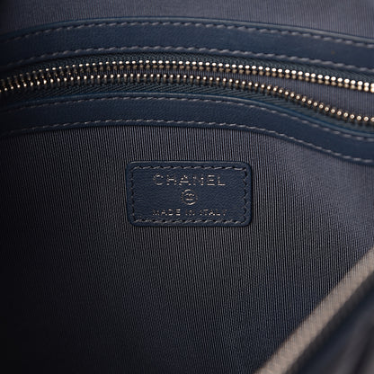 Chanel Lambskin Quilted Medium Cosmetic Case Dark Blue 6 of 8
