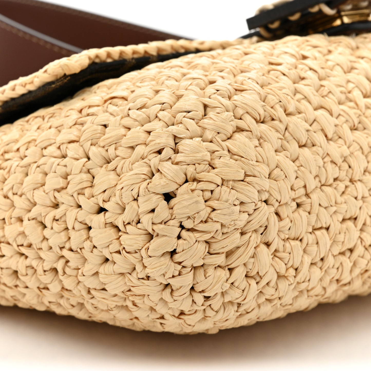 Straw Vitello King Woven Baguette Natural Ghianda