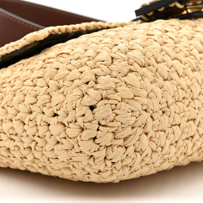 Fendi Straw Vitello King Woven Baguette Natural Ghianda 8 of 8