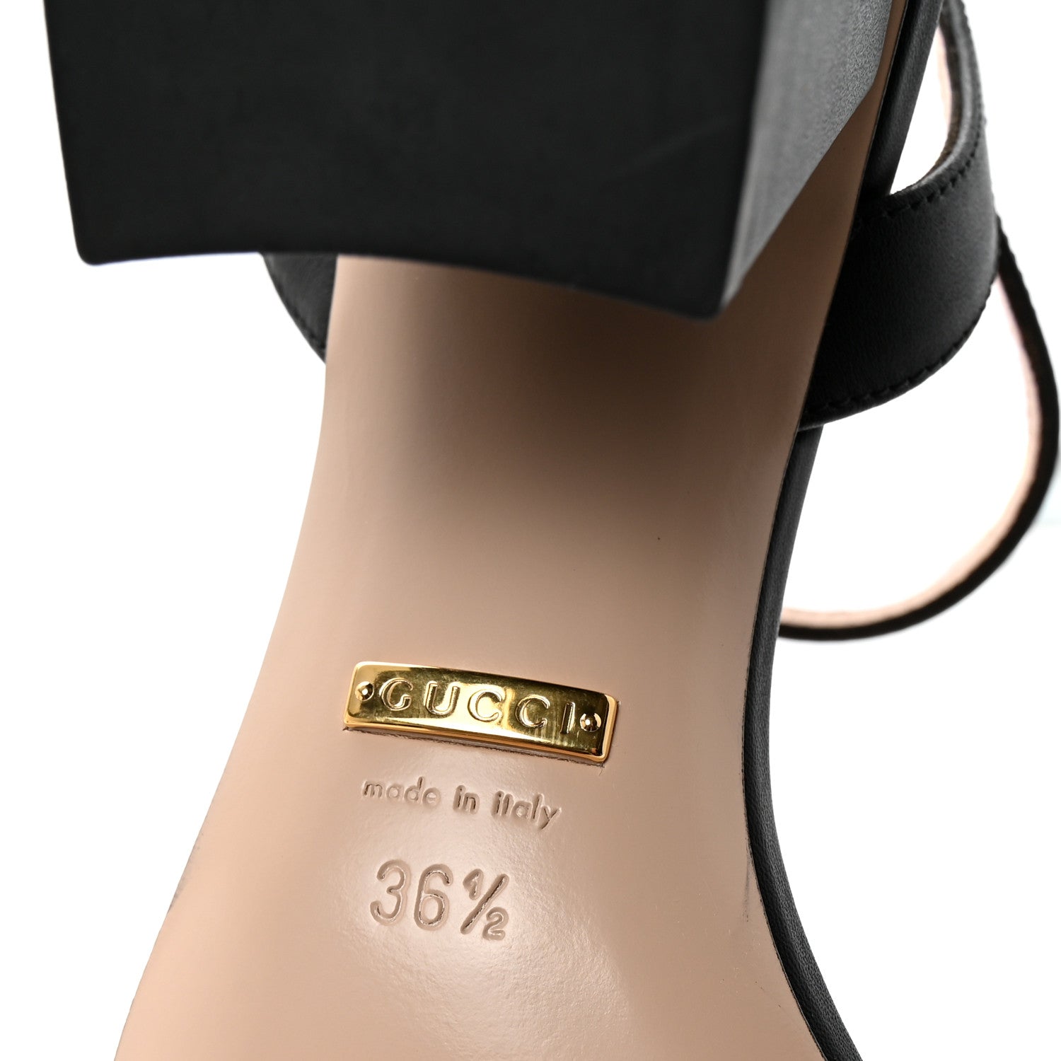 Gucci Lifford Calfskin GG Marmont Ankle Wrap 75mm Sandals 36.5 Black 7 of 9