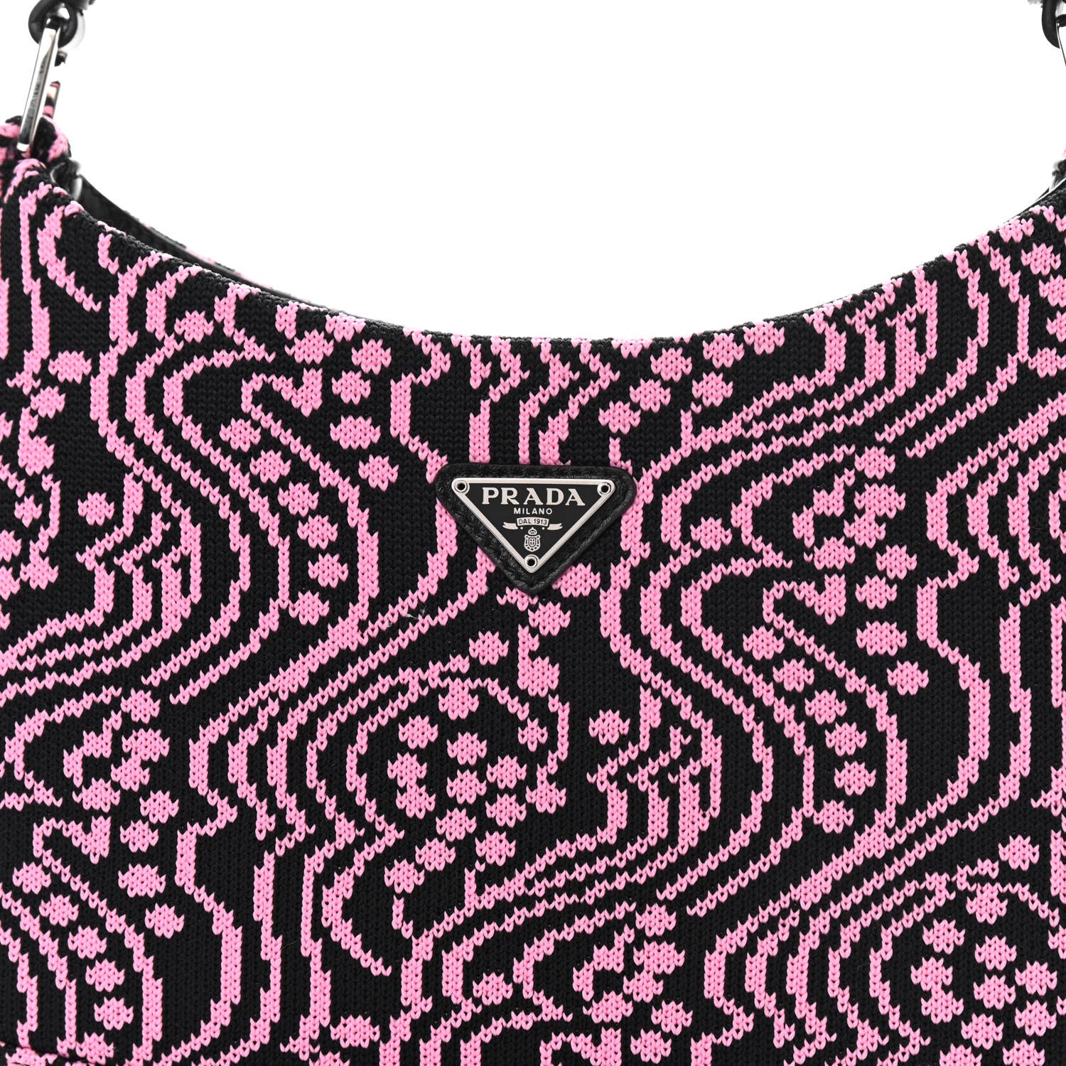 Prada Maglia Jacquard Cleo Shoulder Bag Black Rosa 8 of 11
