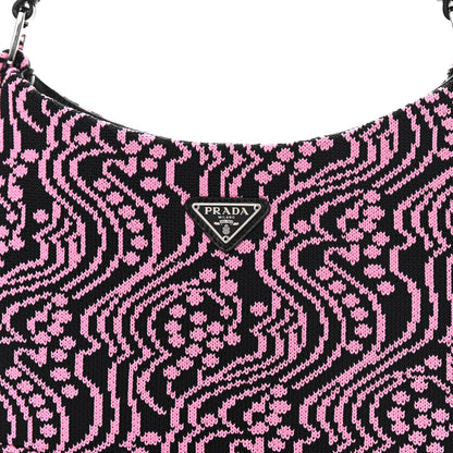 Prada Maglia Jacquard Cleo Shoulder Bag Black Rosa 8 of 11