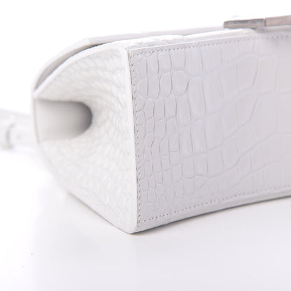 Balenciaga Calfskin Crocodile Embossed Small Hourglass Top Handle Bag White 9 of 13