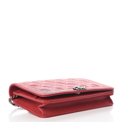 Chanel Caviar Quilted Boy Wallet On Chain WOC Red 4 of 9