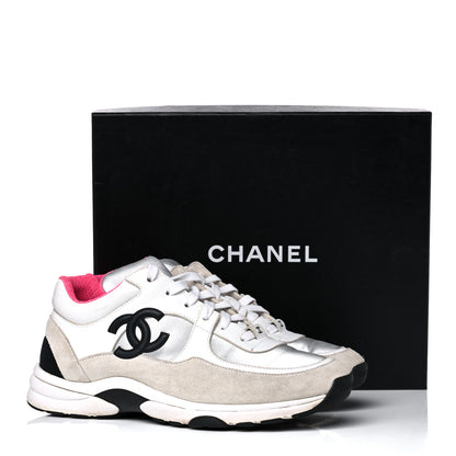 Chanel Calfskin Fabric Sneakers 39 White Silver Fluo Pink 24 of 24