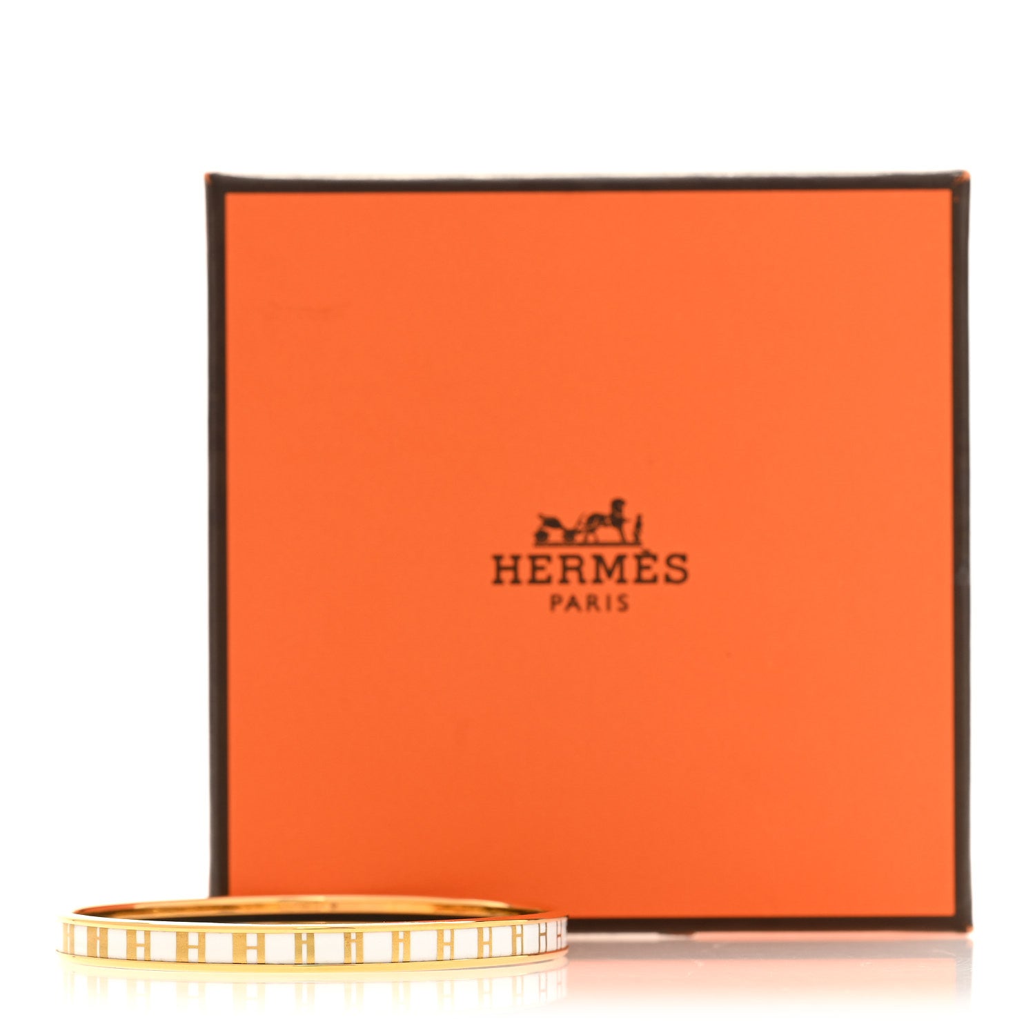 Hermes Enamel Printed Extra Narrow OP'H Bracelet 65 Jaune D'Or White 6 of 6