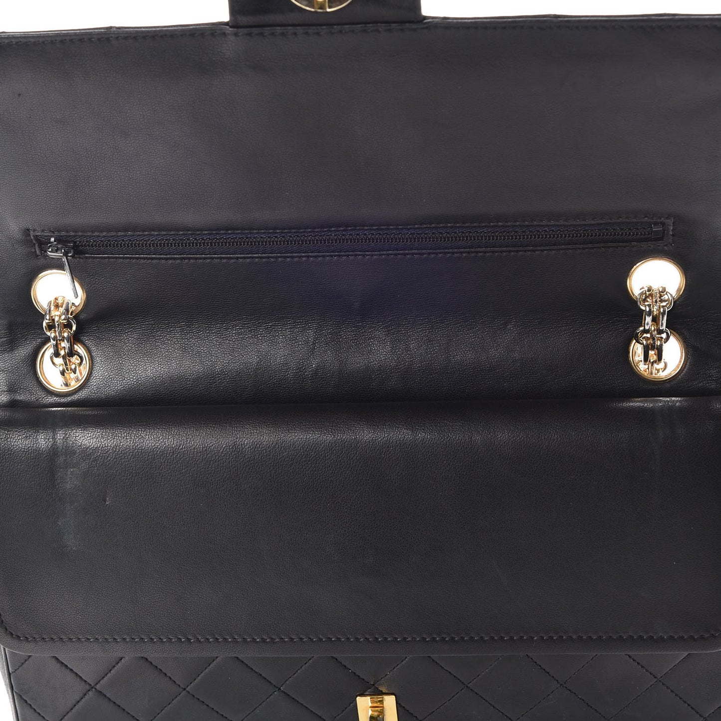 Lambskin Quilted Medium Double Flap Bijoux Chain Black
