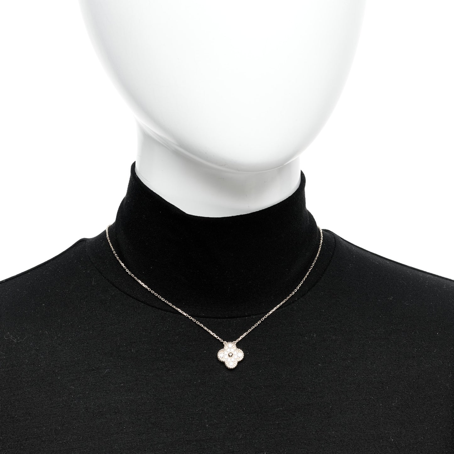 18K Yellow Gold Diamond Vintage Alhambra Pendant Necklace