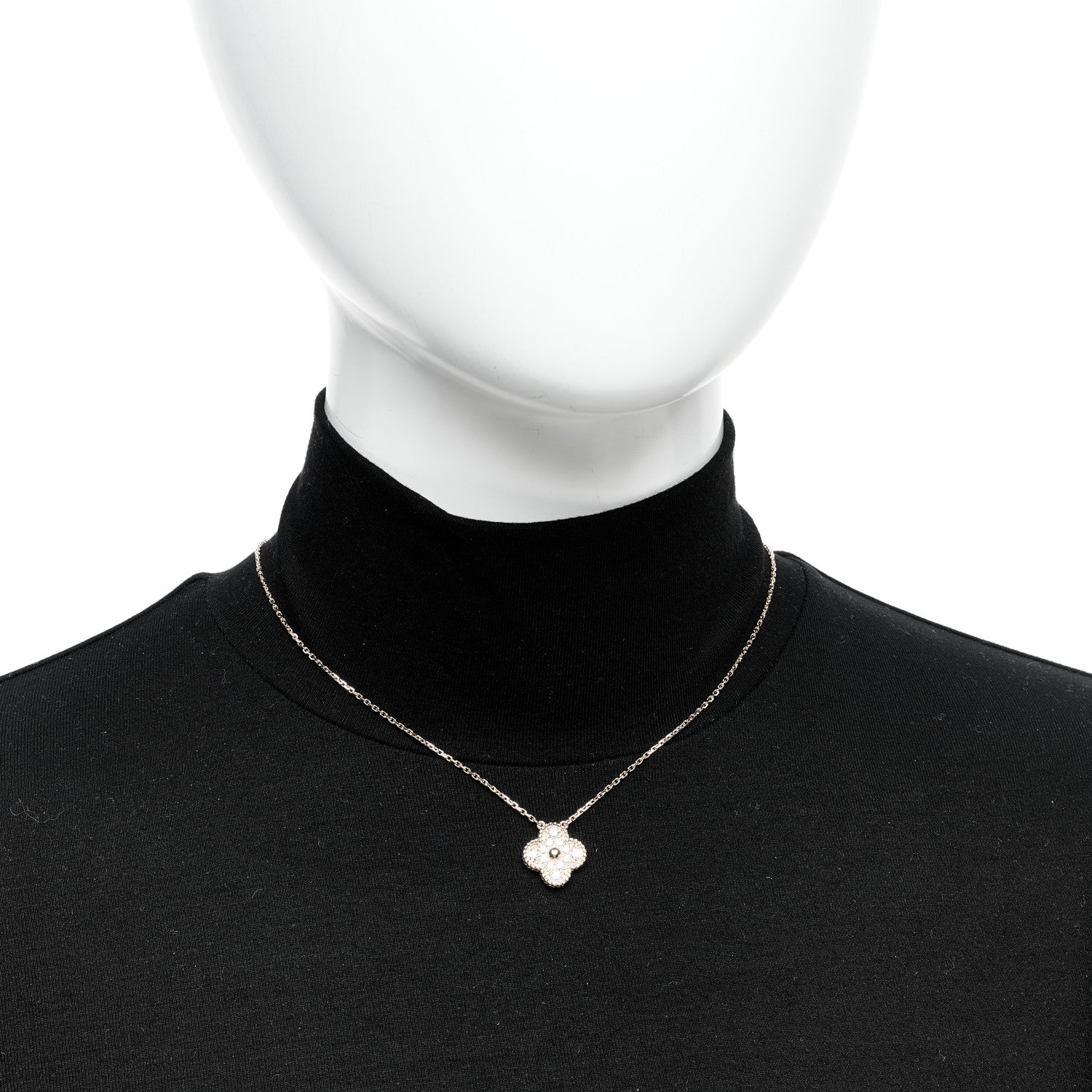 Van Cleef & Arpels 18K Yellow Gold Diamond Vintage Alhambra Pendant Necklace 2 of 5
