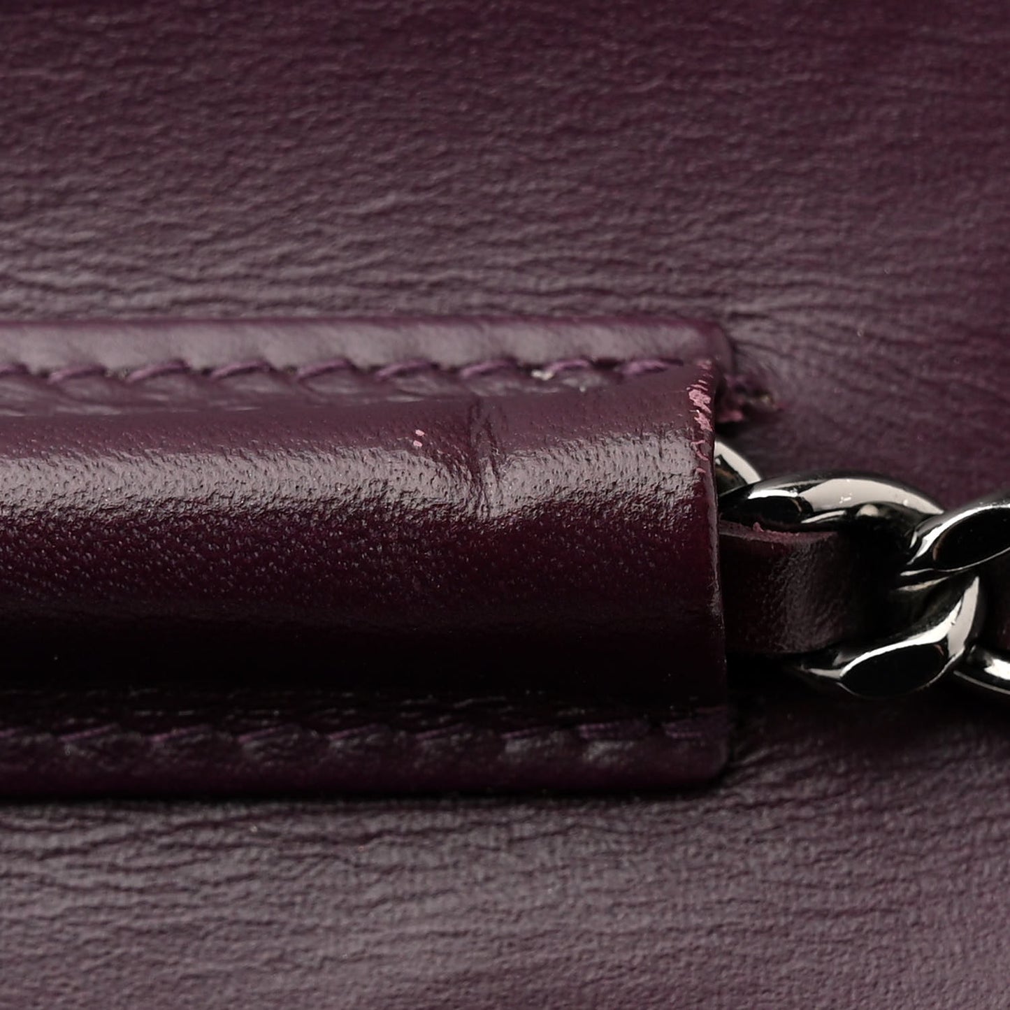 Patent Quilted Wallet On Chain WOC Purple