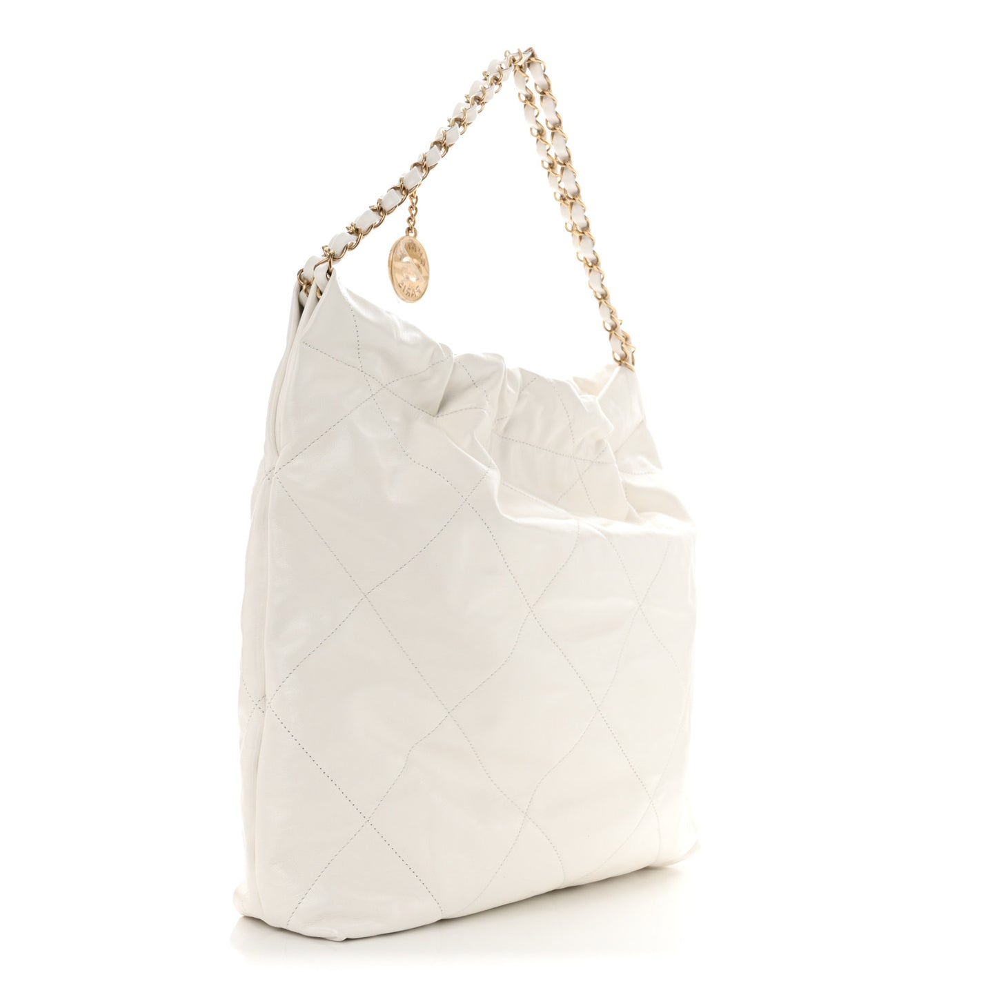 Shiny Calfskin Quilted Chanel 22 White