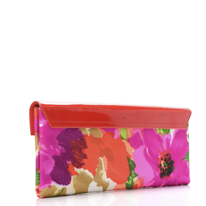 Balenciaga Patent Satin Floral Clutch Red 3 of 6