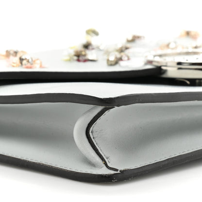 Fendi Vitello Liberty Crystal Embellished F is Fendi Medium Envelope Wallet on Chain Grigio Perla 10 of 14